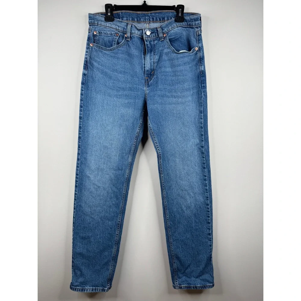 Levis 505 Regular Fit Straight Leg Jeans Mens 34x34 Medium Wash Blue Denim